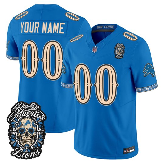 Detroit Lions Día de los Muertos Vapor Limited Custom Jersey - All Stitched