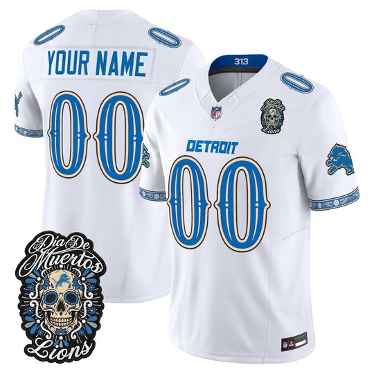 Detroit Lions Día de los Muertos Vapor Limited Custom Jersey - All Stitched