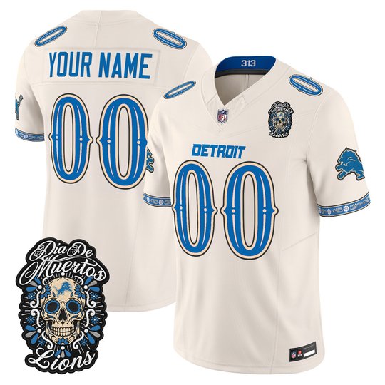 Detroit Lions Día de los Muertos Vapor Limited Custom Jersey - All Stitched