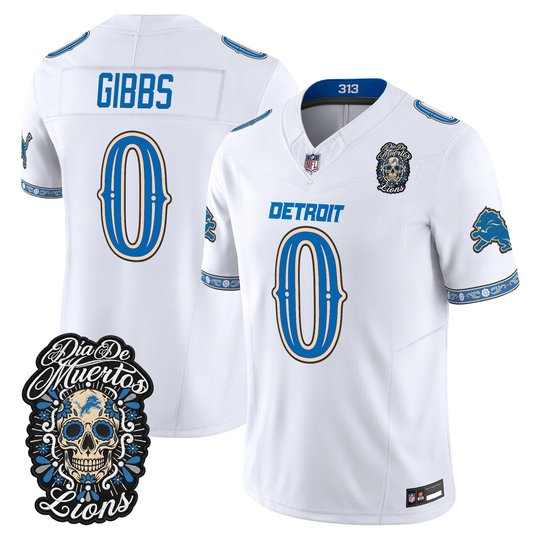 Men's Detroit Lions Día de los Muertos Vapor Limited Jersey - All Stitched