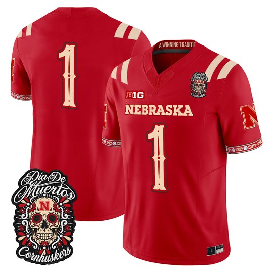 Men's Nebraska Cornhuskers Día de los Muertos Vapor Limited Jersey - All Stitched
