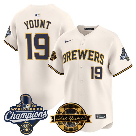 Men's Milwaukee Brewers 2026 World Series Champions Vapor Premier Limited Jersey - Bob Uecker Patch - All Stitched