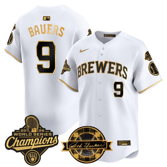 Men's Milwaukee Brewers 2026 World Series Champions Vapor Premier Limited Jersey - Bob Uecker Patch - All Stitched