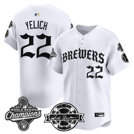 Men's Milwaukee Brewers 2026 World Series Champions Vapor Premier Limited Jersey - Old English Edition - All Stitched