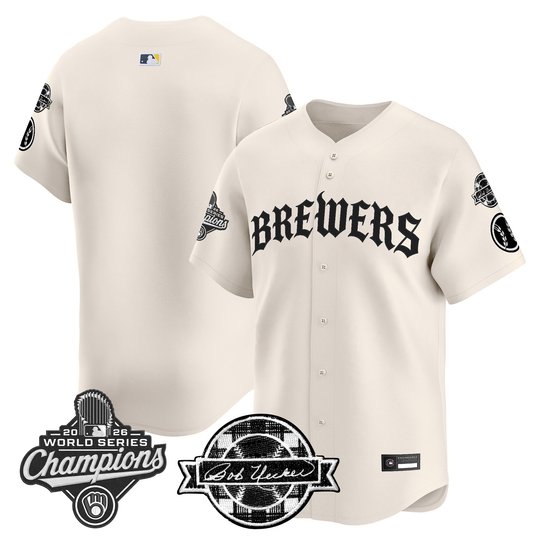 Men's Milwaukee Brewers 2026 World Series Champions Vapor Premier Limited Jersey - Old English Edition - All Stitched