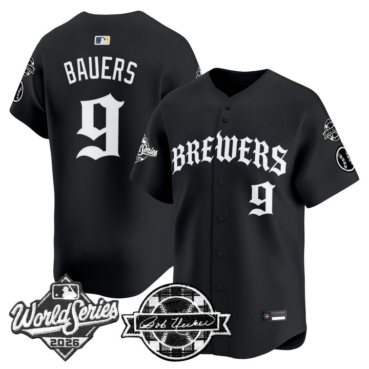Men's Milwaukee Brewers 2026 World Series Vapor Premier Limited Jersey - Old English Edition - All Stitched