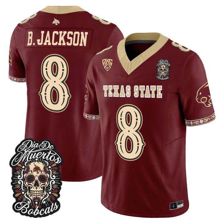 Men's Texas State Bobcats Día de los Muertos Vapor Limited Jersey - All Stitched