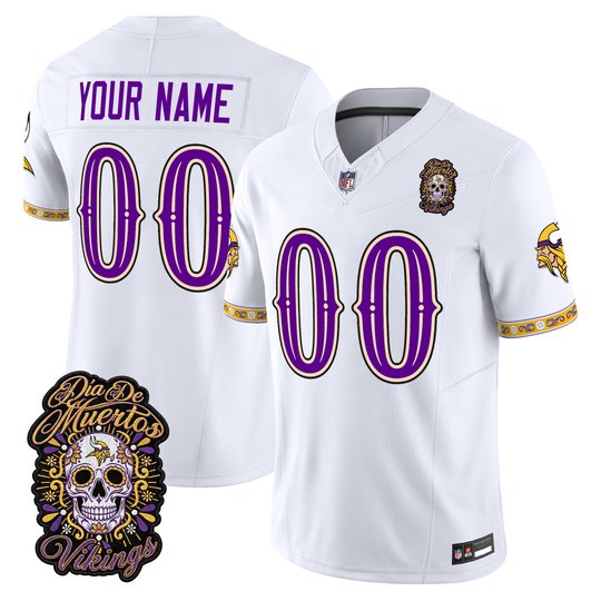 Minnesota Vikings Día de los Muertos Vapor Limited Custom Jersey - All Stitched