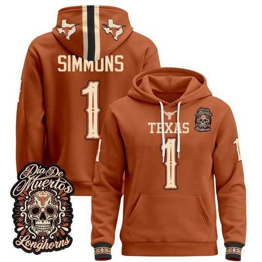 Men's Texas Longhorns Día de los Muertos Premium Pullover Hoodie - All Stitched