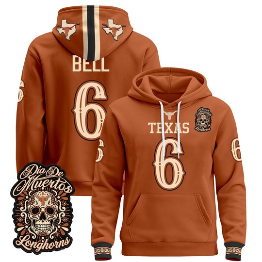 Men's Texas Longhorns Día de los Muertos Premium Pullover Hoodie - All Stitched