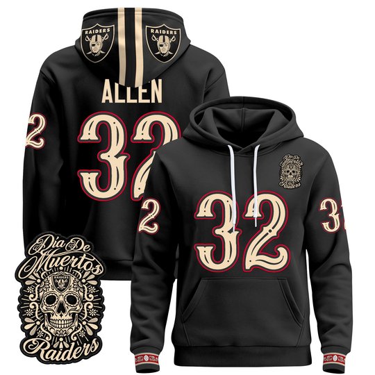 Men's Las Vegas Raiders Día de los Muertos Premium Pullover Hoodie - All Stitched