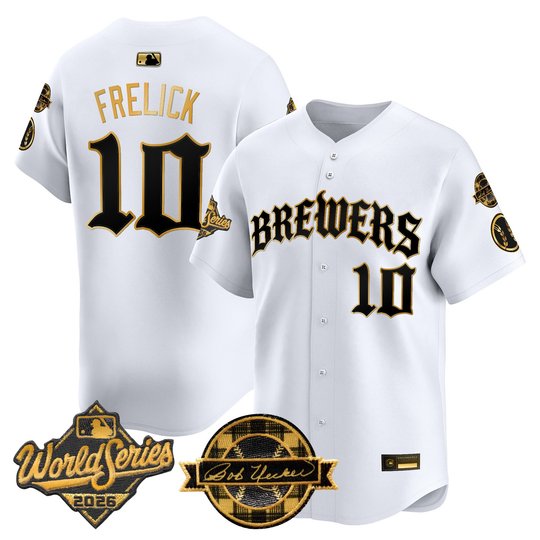 Men's Milwaukee Brewers 2026 World Series Vapor Premier Limited Jersey - Old English Edition - All Stitched