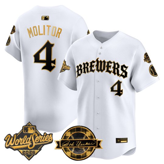 Men's Milwaukee Brewers 2026 World Series Vapor Premier Limited Jersey - Old English Edition - All Stitched