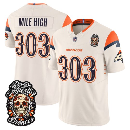 Men's Denver Broncos Día de los Muertos Vapor Limited Jersey - All Stitched