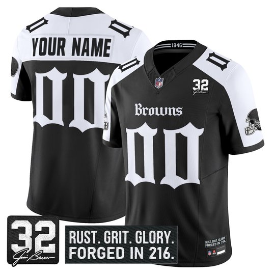 Cleveland Browns 'Gothic Dawg Shadows Drop' Vapor Limited Custom Jersey - All Stitched