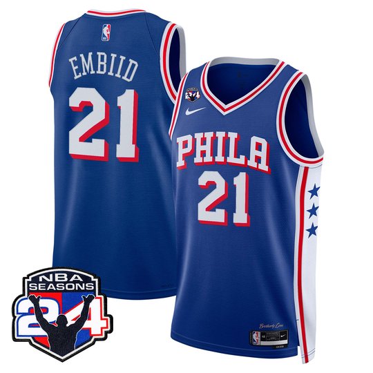 Men's Philadelphia 76ers Swingman Jersey - 24th Season Patch - All Stitched