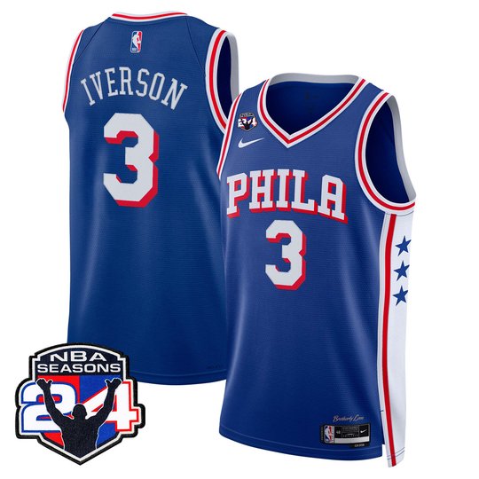 Men's Philadelphia 76ers Swingman Jersey - 24th Season Patch - All Stitched