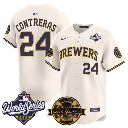 Men's Milwaukee Brewers 2026 World Series Vapor Premier Limited Jersey V2 - Bob Uecker Patch - All Stitched