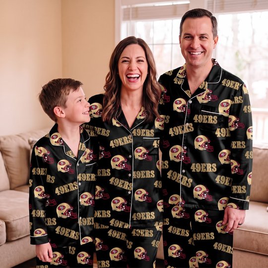 San Francisco 49ers Long Sleeve Satin Pajama Set V2