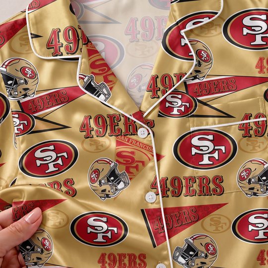 San Francisco 49ers Long Sleeve Satin Pajama Set V3