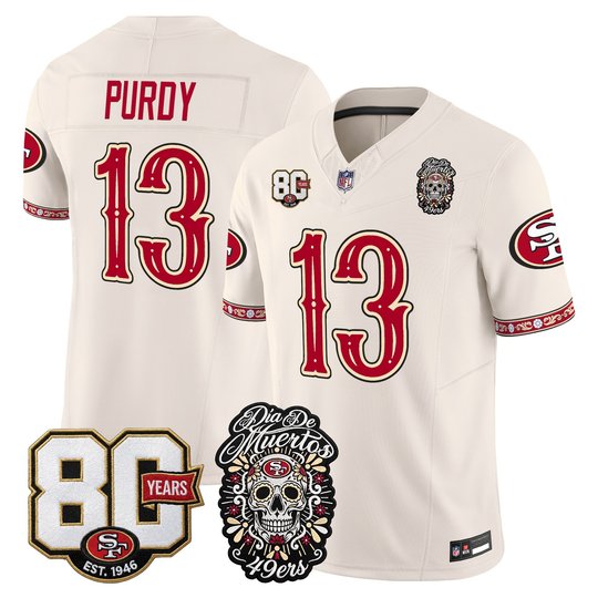 Men's San Francisco 49ers Día de los Muertos Vapor Limited Jersey - 80th Anniversary Patch - All Stitched