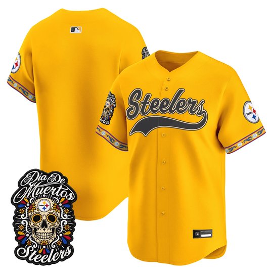 Men's Pittsburgh Steelers Día de los Muertos Vapor Limited Baseball Jersey - All Stitched