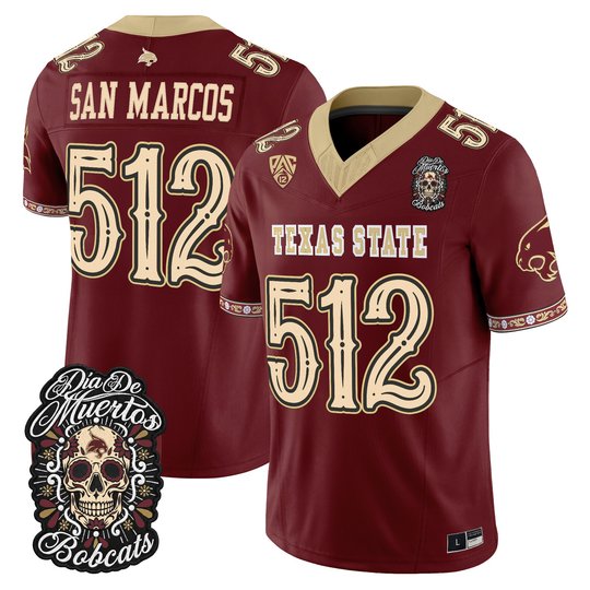 Men's Texas State Bobcats Día de los Muertos Vapor Limited Jersey - All Stitched