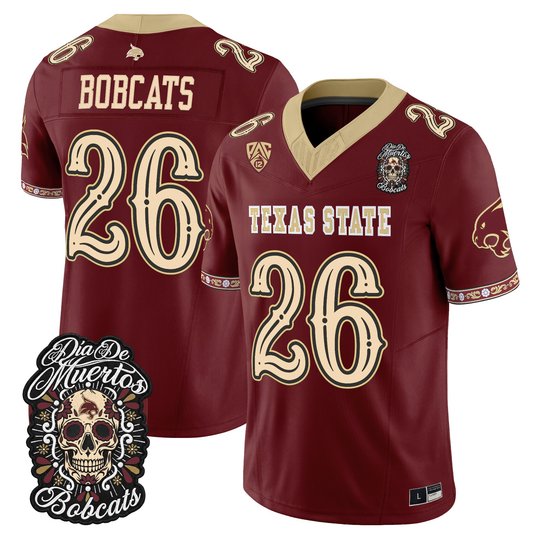 Men's Texas State Bobcats Día de los Muertos Vapor Limited Jersey - All Stitched