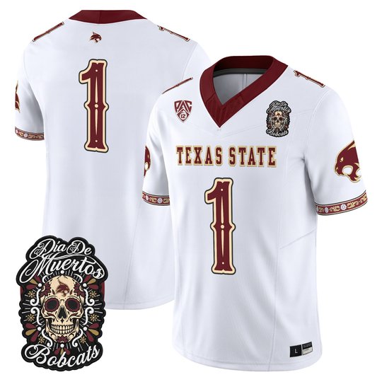 Men's Texas State Bobcats Día de los Muertos Vapor Limited Jersey - All Stitched