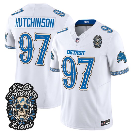 Men's Detroit Lions Día de los Muertos Vapor Limited Jersey - All Stitched