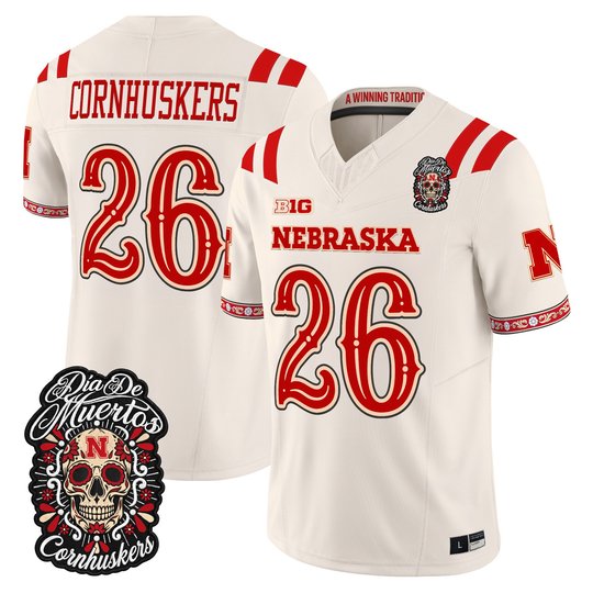 Men's Nebraska Cornhuskers Día de los Muertos Vapor Limited Jersey - All Stitched