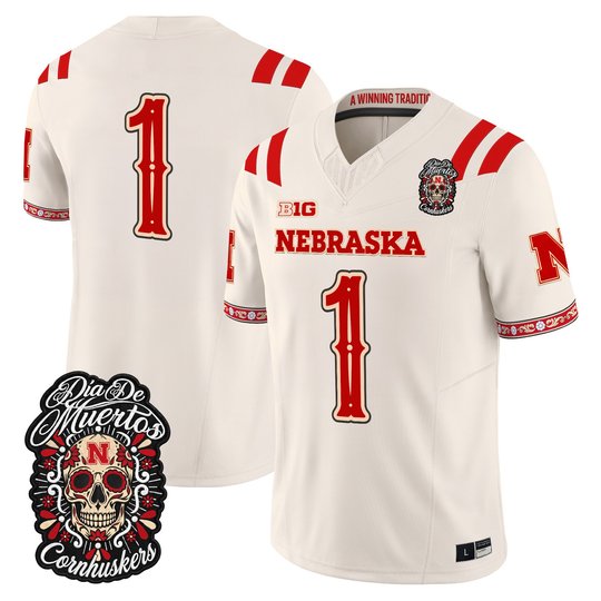 Men's Nebraska Cornhuskers Día de los Muertos Vapor Limited Jersey - All Stitched