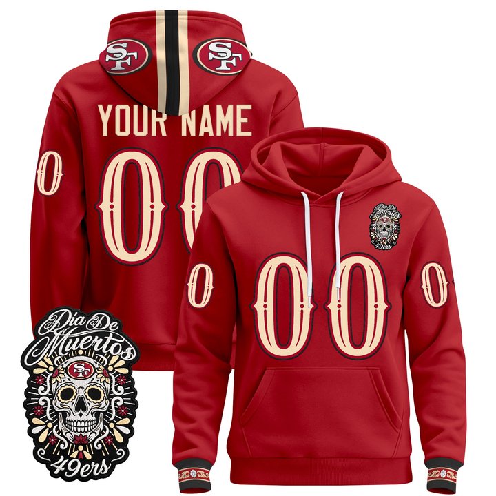 San Francisco 49ers Día de los Muertos Premium Custom Pullover Hoodie - All Stitched
