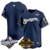 Men's Milwaukee Brewers Throwback Vapor Premier Limited Jersey - 2026 World Series & Bob Uecker Patch - All Stitched