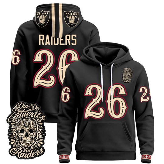 Men's Las Vegas Raiders Día de los Muertos Premium Pullover Hoodie - All Stitched