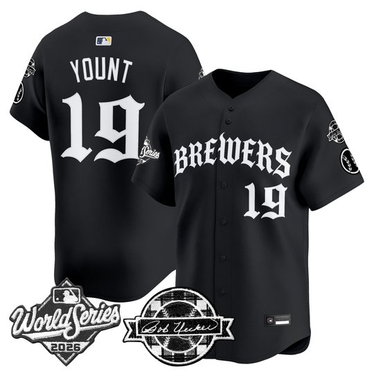 Men's Milwaukee Brewers 2026 World Series Vapor Premier Limited Jersey - Old English Edition - All Stitched