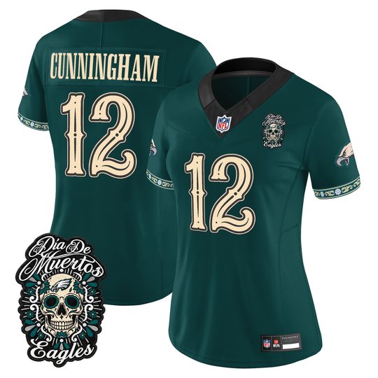 Women's Philadelphia Eagles Día de los Muertos Vapor Limited Jersey - All Stitched