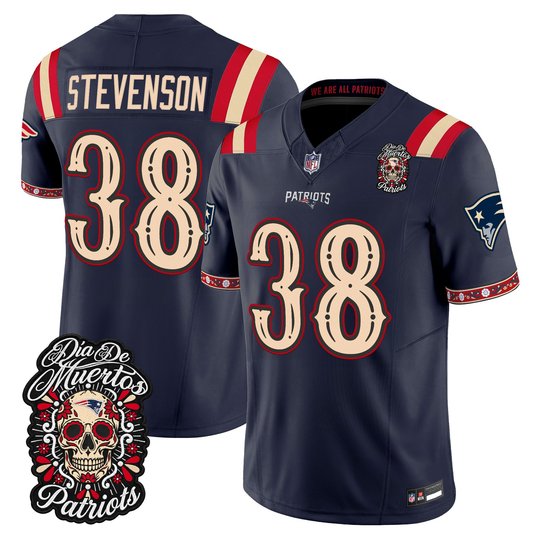 Men's New England Patriots Día de los Muertos Vapor Limited Jersey - All Stitched