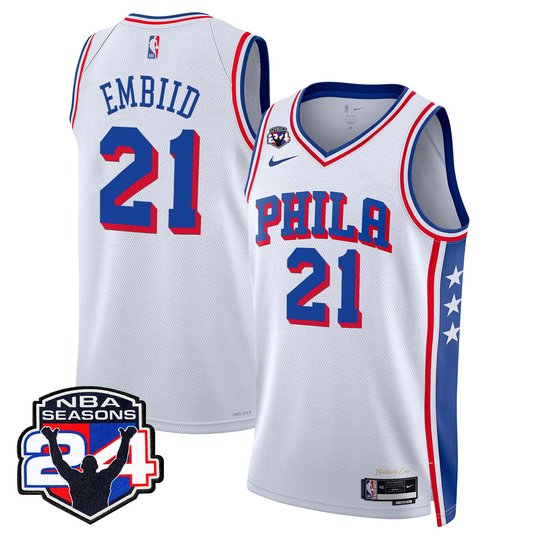 Men's Philadelphia 76ers Swingman Jersey - 24th Season Patch - All Stitched