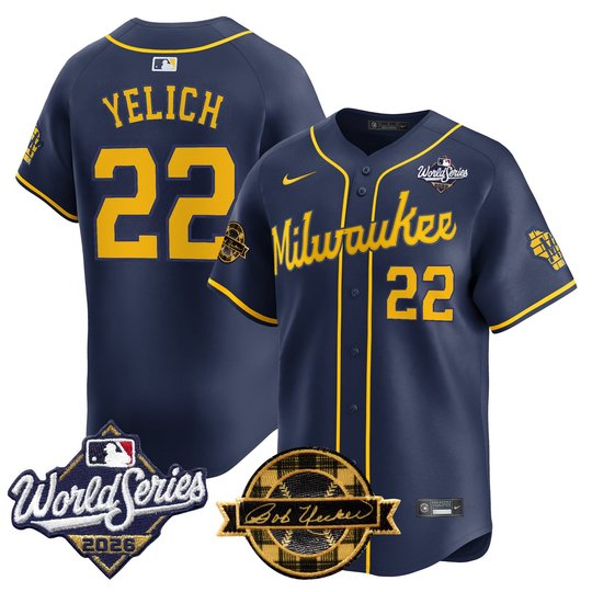Men's Milwaukee Brewers 2026 World Series Vapor Premier Limited Jersey V2 - Bob Uecker Patch - All Stitched