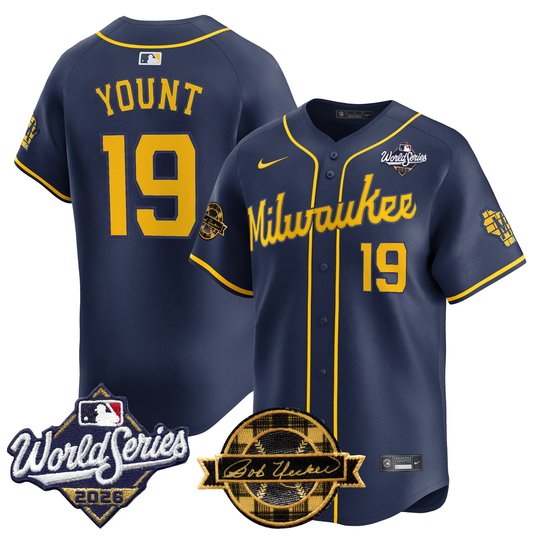 Men's Milwaukee Brewers 2026 World Series Vapor Premier Limited Jersey V2 - Bob Uecker Patch - All Stitched
