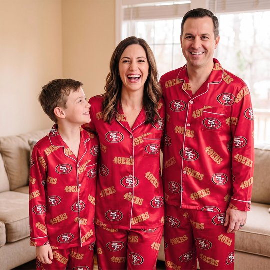 San Francisco 49ers Long Sleeve Satin Pajama Set