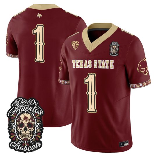 Men's Texas State Bobcats Día de los Muertos Vapor Limited Jersey - All Stitched
