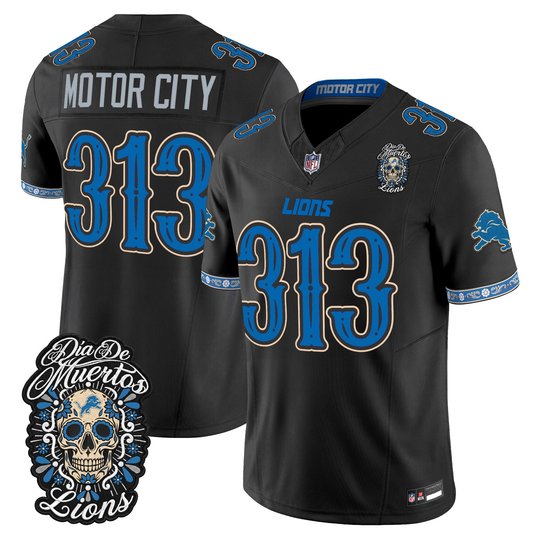 Men's Detroit Lions Día de los Muertos Vapor Limited Jersey - All Stitched