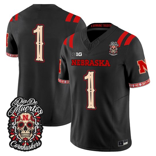 Men's Nebraska Cornhuskers Día de los Muertos Vapor Limited Jersey - All Stitched