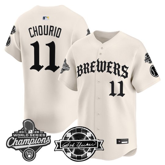 Men's Milwaukee Brewers 2026 World Series Champions Vapor Premier Limited Jersey - Old English Edition - All Stitched