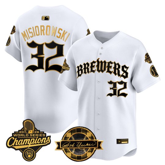 Men's Milwaukee Brewers 2026 World Series Champions Vapor Premier Limited Jersey - Old English Edition - All Stitched
