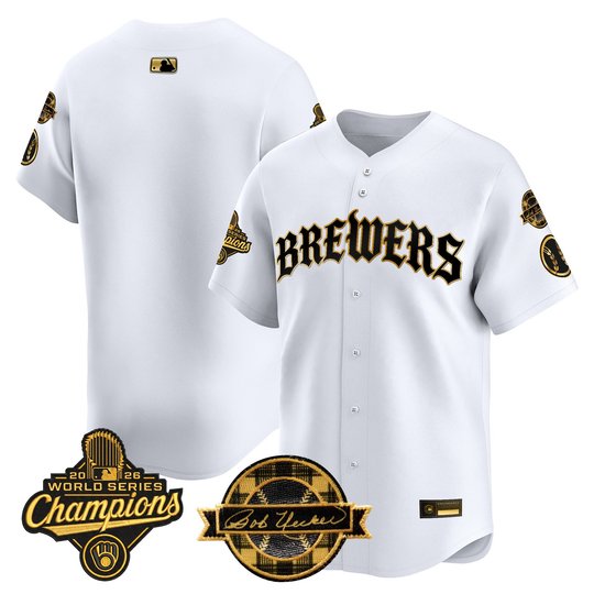 Men's Milwaukee Brewers 2026 World Series Champions Vapor Premier Limited Jersey - Old English Edition - All Stitched