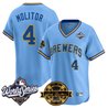 Men's Milwaukee Brewers Throwback Vapor Premier Limited Jersey - 2026 World Series & Bob Uecker Patch - All Stitched