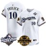 Men's Milwaukee Brewers Throwback Vapor Premier Limited Jersey - 2026 World Series & Bob Uecker Patch - All Stitched